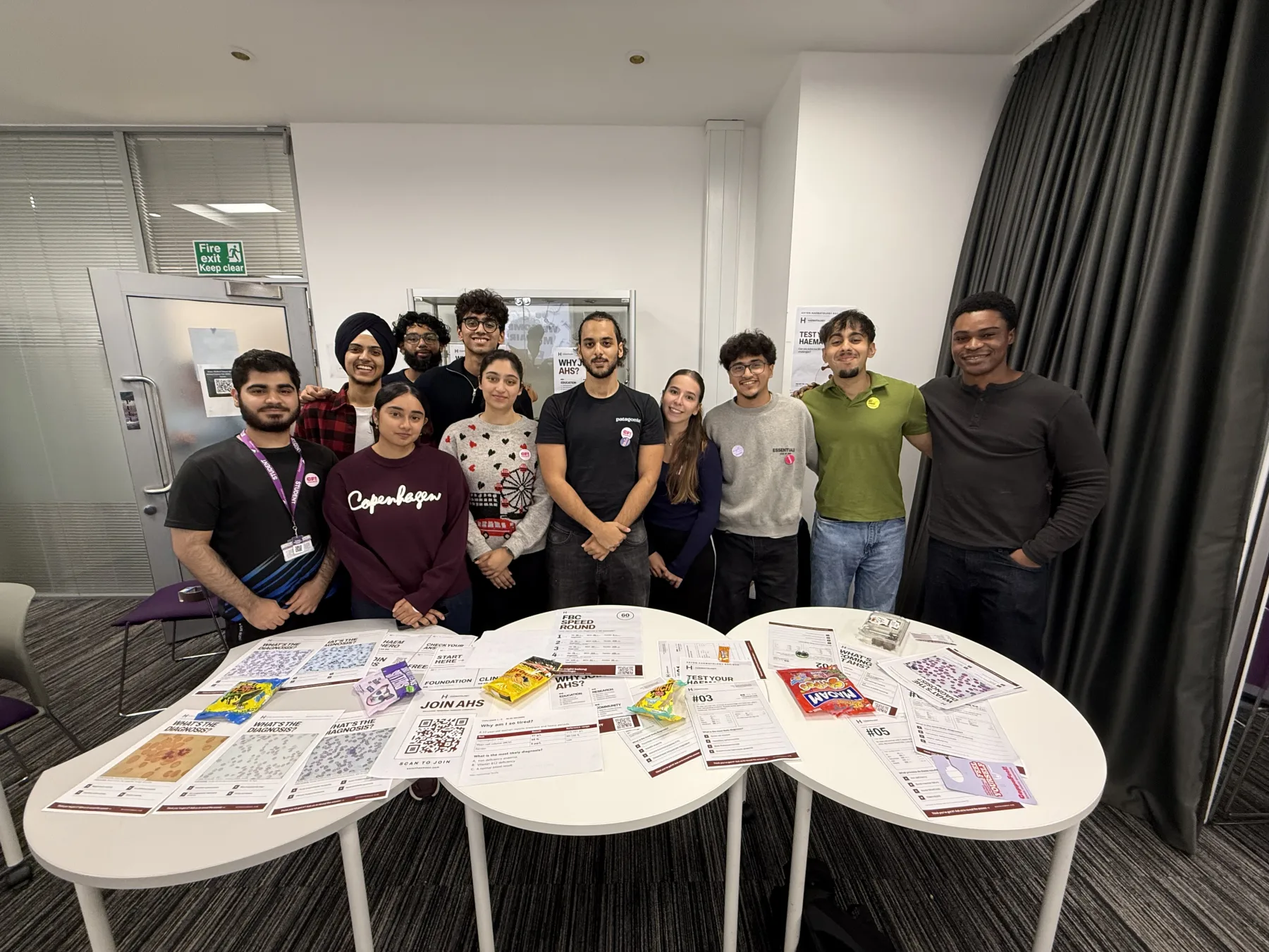 Aston Haematology Society committee members at the Med Fair activity table